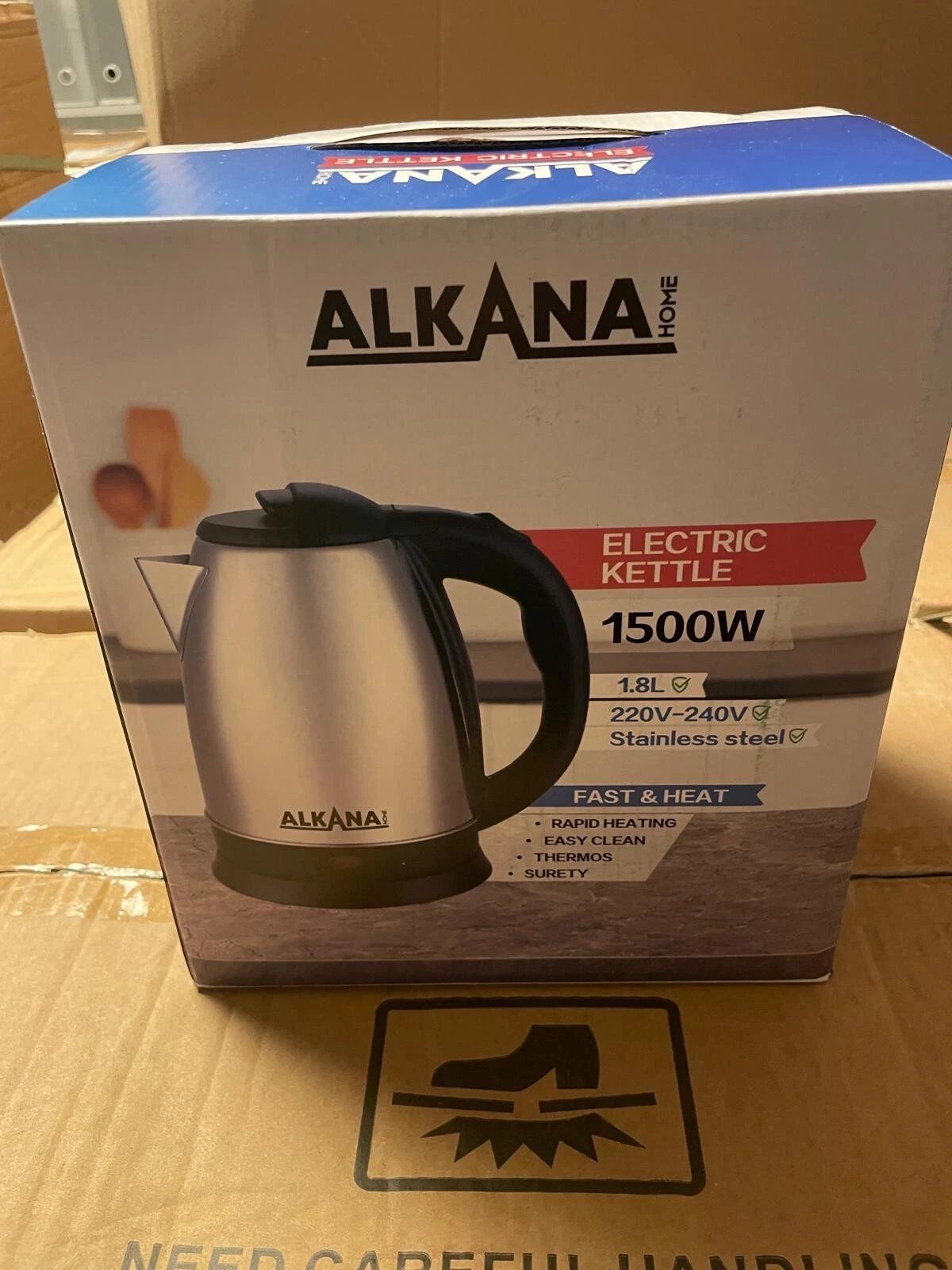ALKANA Edelstahl Wasserkocher 1,8 Liter – 1500W – Neu und Unbenutzt