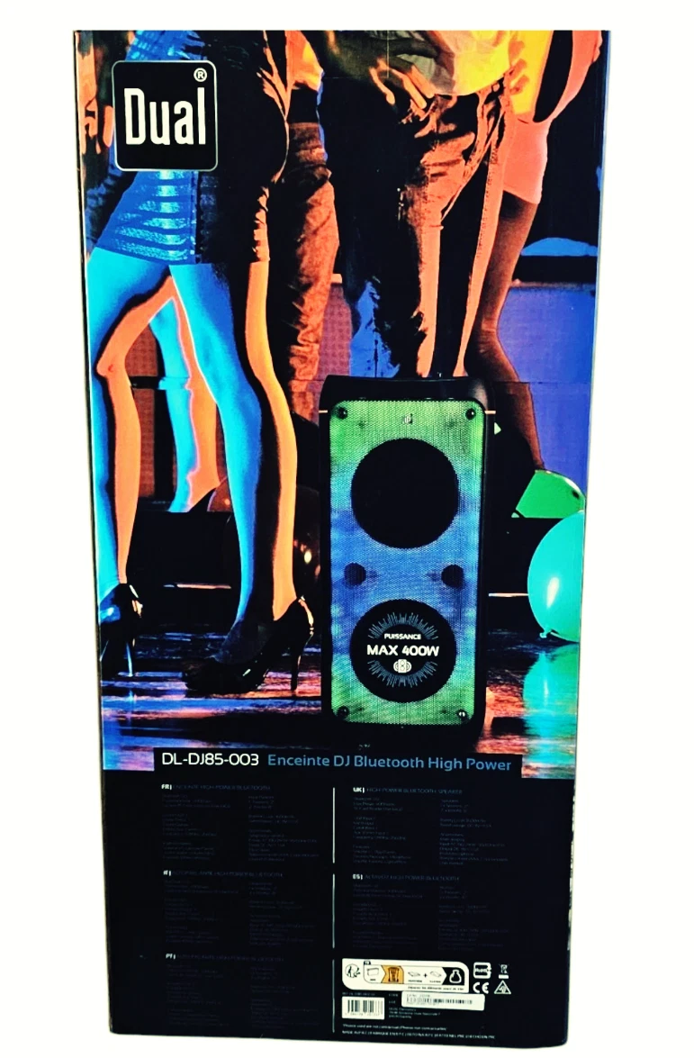Dual Karaoke Musikbox DL-DJ85-003 – 400W, Bluetooth, LED-Lichteffekte, Akku, USB