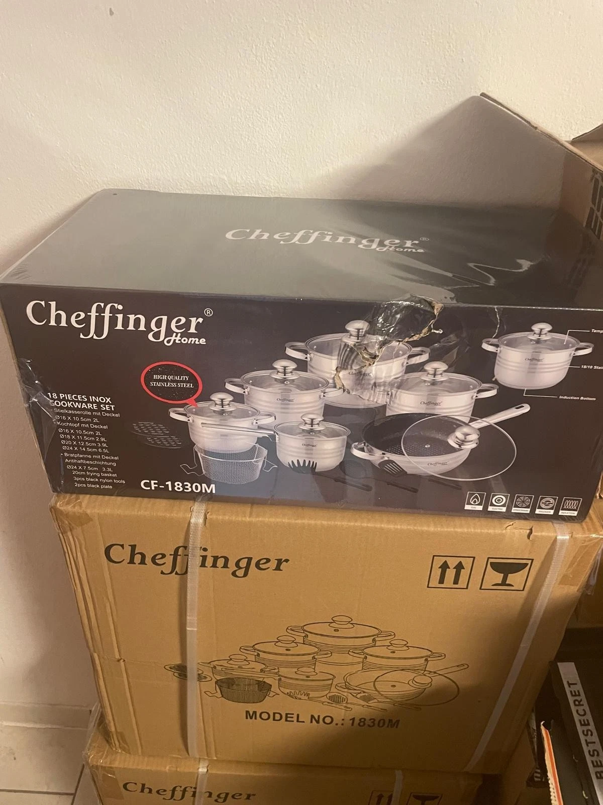 CHEFFINGER Kochgeschirr-Set 18 teilig CF-1830M – Edelstahl – Induktion, Antihaft