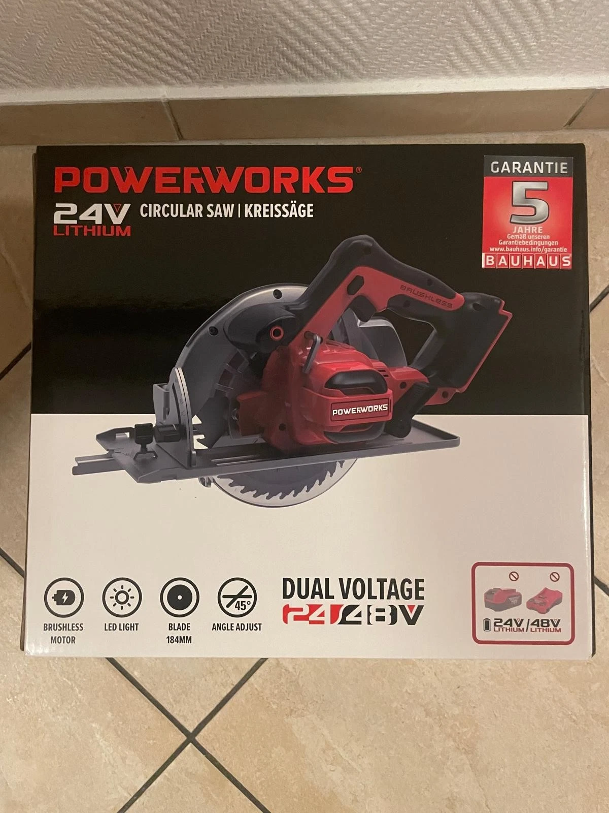 Powerworks Handkreissäge PD24KS 24V ohne Akku & Ladegerät NEU & OVP